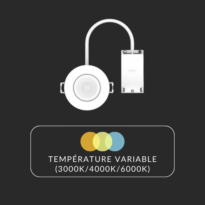 Spot Encastrable 6W Dimmable CCT IP65 BLANC - 3000K/4000K/6500K (Pack de 10) - Silamp France