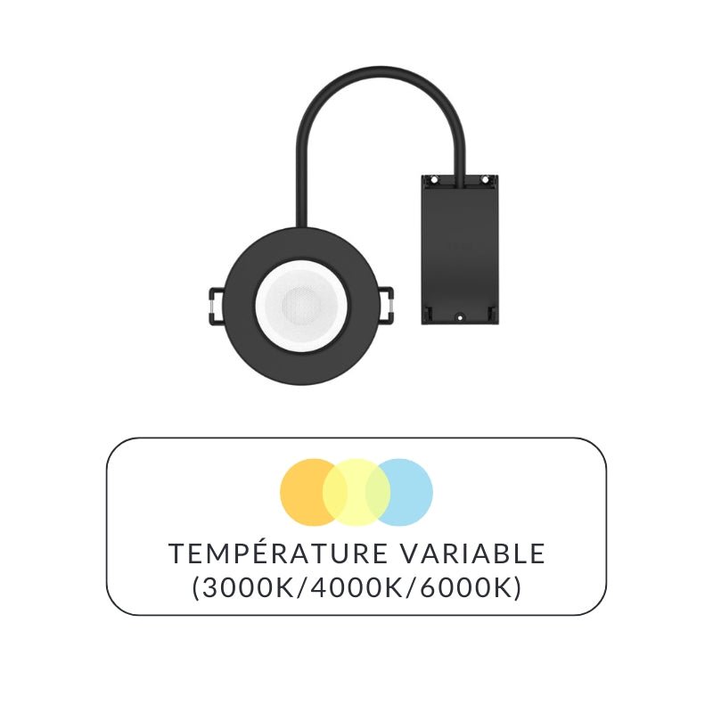 Spot Encastrable 6W Dimmable CCT IP65 NOIR - 3000K/4000K/6500K (Pack de 10) - Silamp France