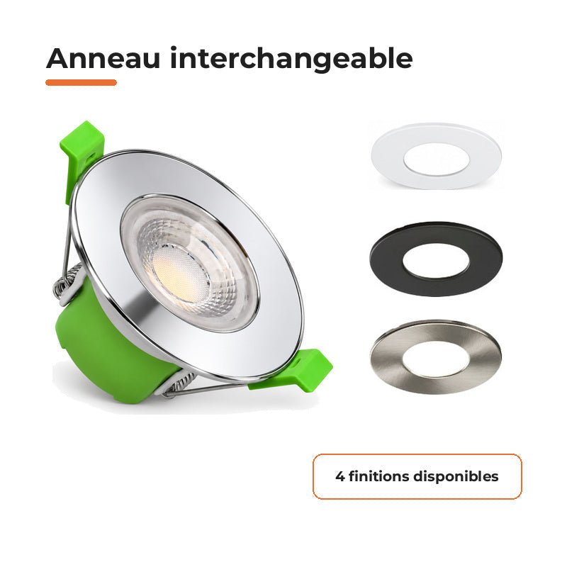 Spot Encastrable Coupe-Feu 6W ø86mm Dimmable CCT IP65 Chrome - 3000K/4000K/6500K - Silamp France
