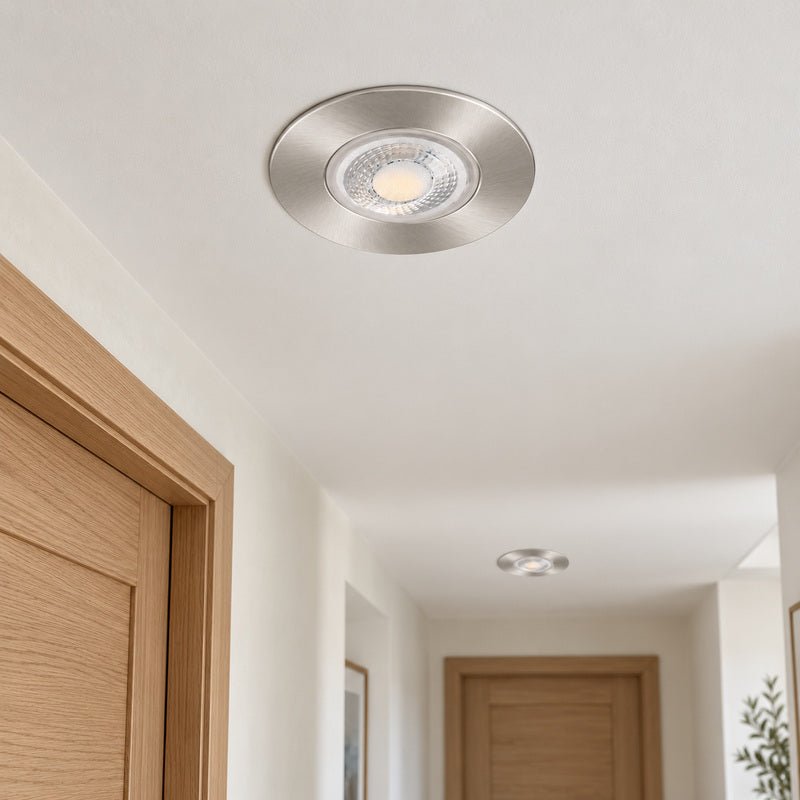 Spot Encastrable Coupe-Feu 6W ø86mm Dimmable CCT IP65 Nickel Satiné - 3000K/4000K/6500K - Silamp France