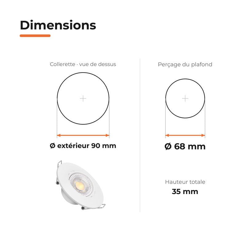 Spot Encastrable Extra Plat 4W CCT Blanc ø90mm - 3000K/4000K/6500K - Silamp France