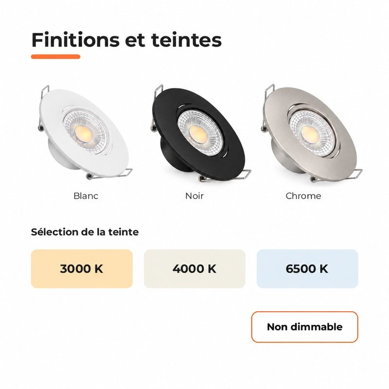 Spot Encastrable Extra Plat 4W CCT Noir ø90mm - 3000K/4000K/6500K - Silamp France