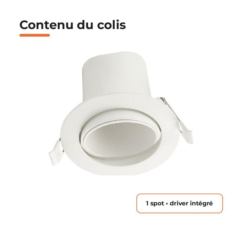Spot Encastrable Orientable Anti-Éblouissement 8W ø105mm Dimmable CCT Blanc - 3000K/4000K/5700K - Silamp France