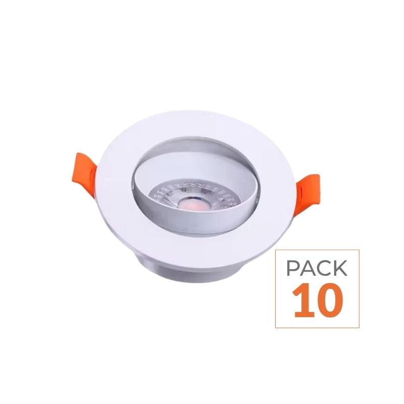 Spot LED Encastrable 7W BLANC Orientable 30° Transformateur Intégré (Pack de 10) - Silamp France