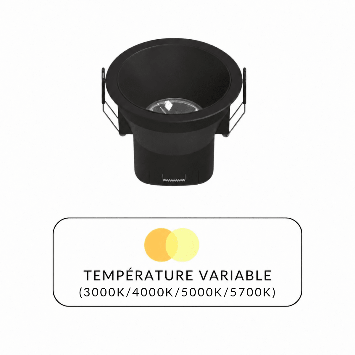 Spot LED Encastrable 8W IP44 Dimmable Noir CCT Ø90mm - 3000K/4000K/5000K/5700K - Pack de 10