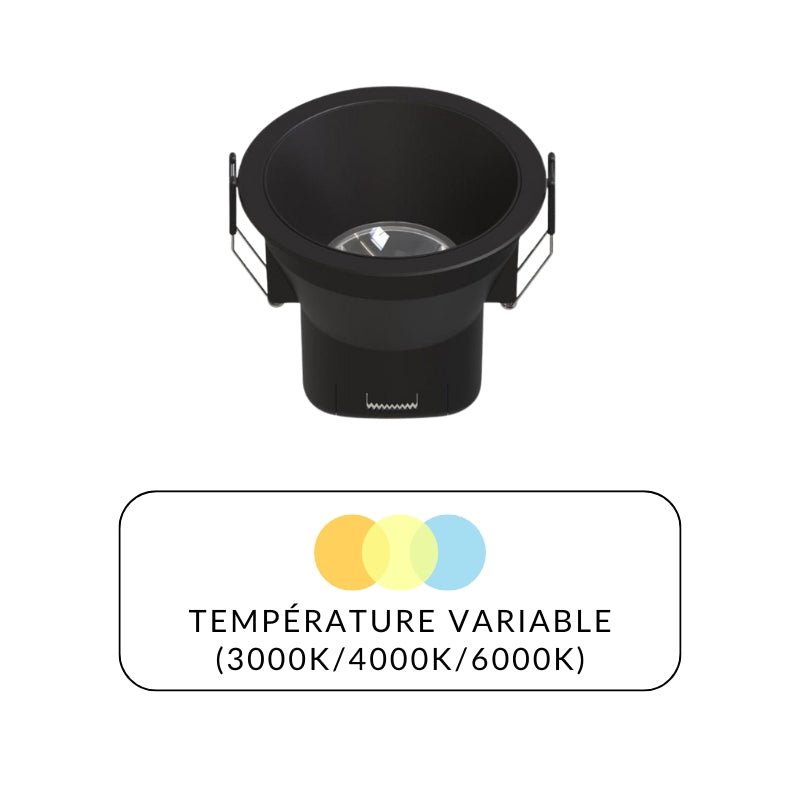 Spot LED Encastrable 9W IP44 Dimmable Noir CCT Ø85mm - 3000K/4000K/6500K (Pack de 10) - Silamp France
