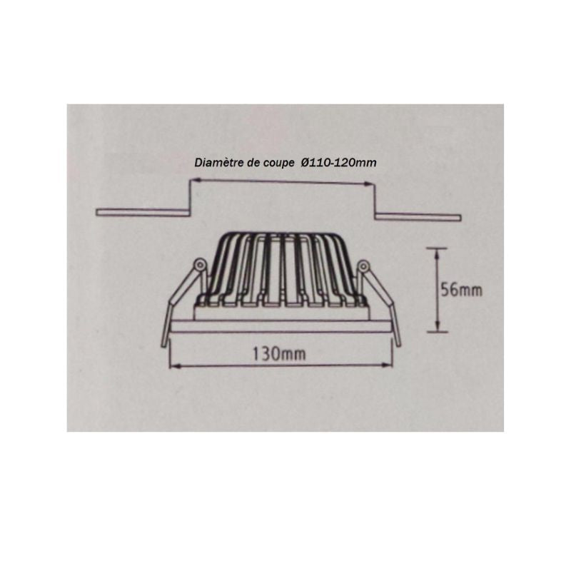 Spot LED Encastrable COB Carré 20W 130mm