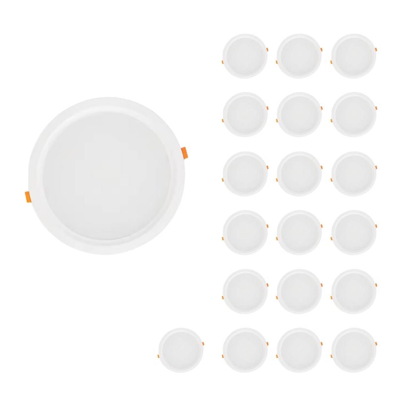 Spot LED Encastrable Plat Étanche 20W BLANC Transformateur Intégré (Pack de 20) - Silamp France
