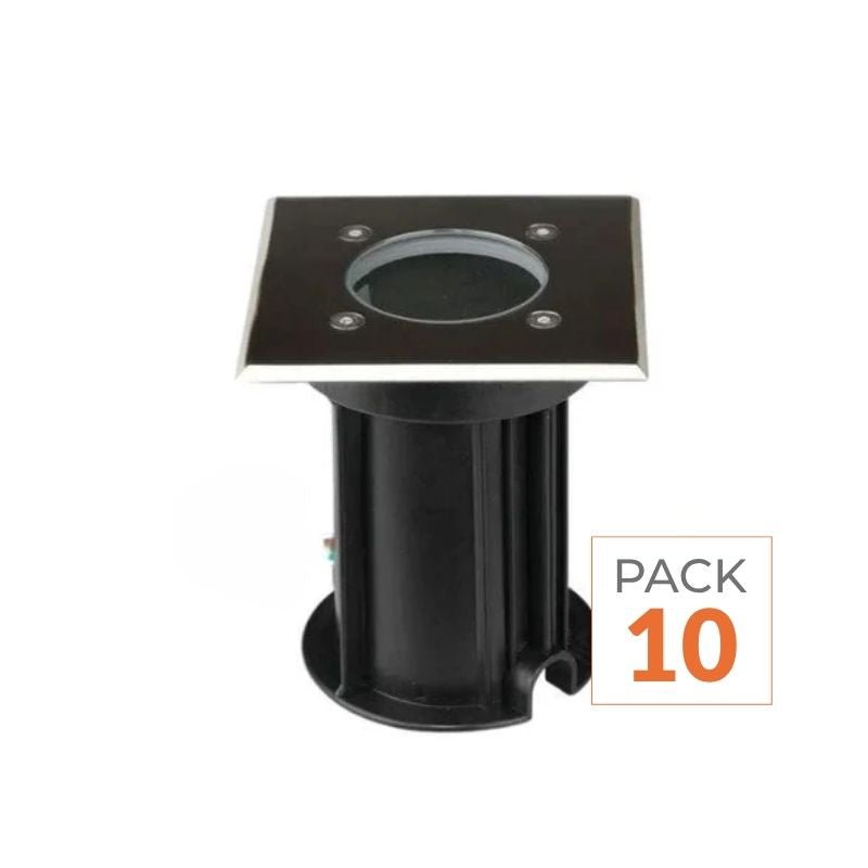 Spot LED Extérieur Encastrable Carré IP65 pour Ampoule GU10 (Pack de 10) - Silamp France