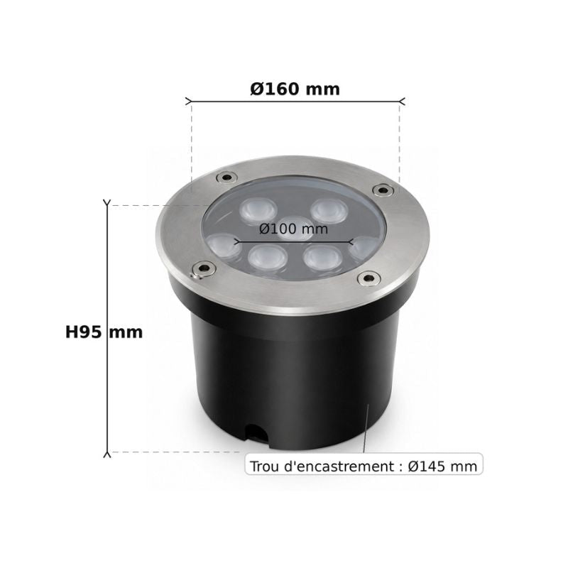 Spot LED Extérieur Encastrable IP67 24V Sol 9W 45° - Silamp France