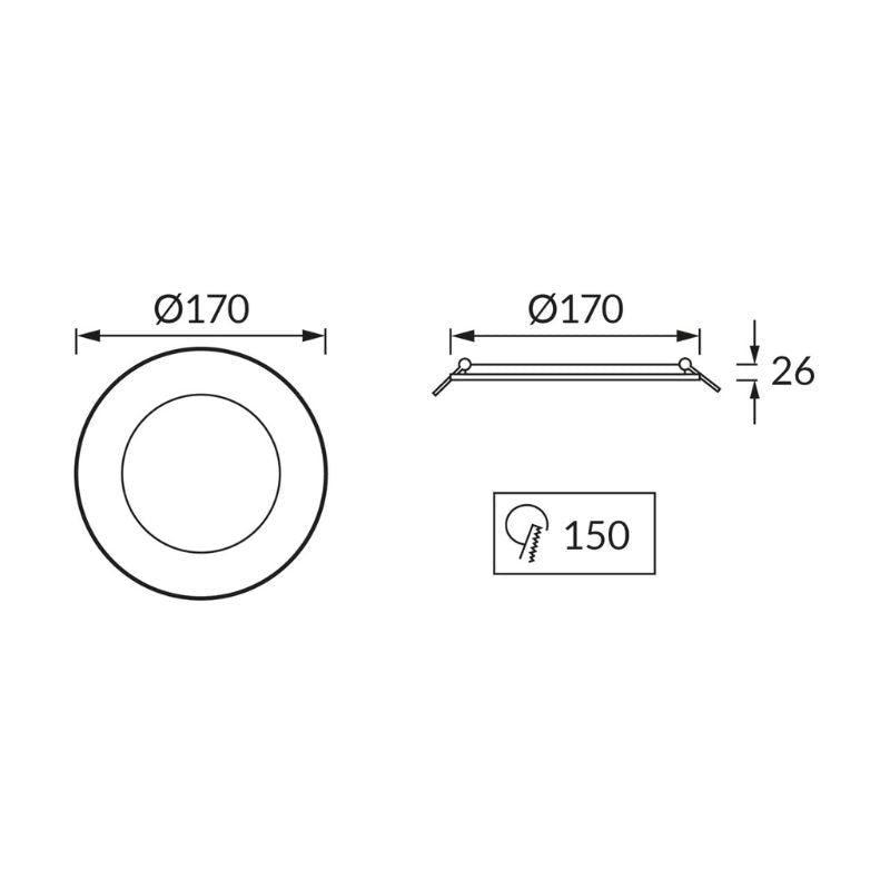 Spot LED Extra Plat Rond 18W Noir CCT IP54 Ø170mm - 2800K/4200K/6200K - Silamp France