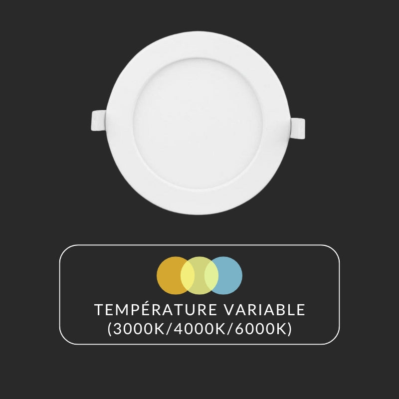 Spot LED Rond Extra Plat 6W Ø115mm Dimmable Température Variable - 3000K/4000K/6500K - Silamp France