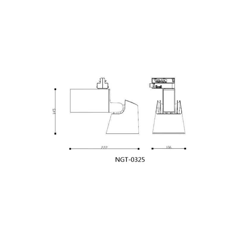 Spot LED sur rail 25W 38° Monophasé NOIR