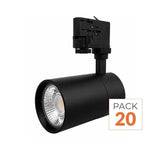 Spot LED sur Rail 30W 80° Compact Triphasé NOIR - Pack de 20