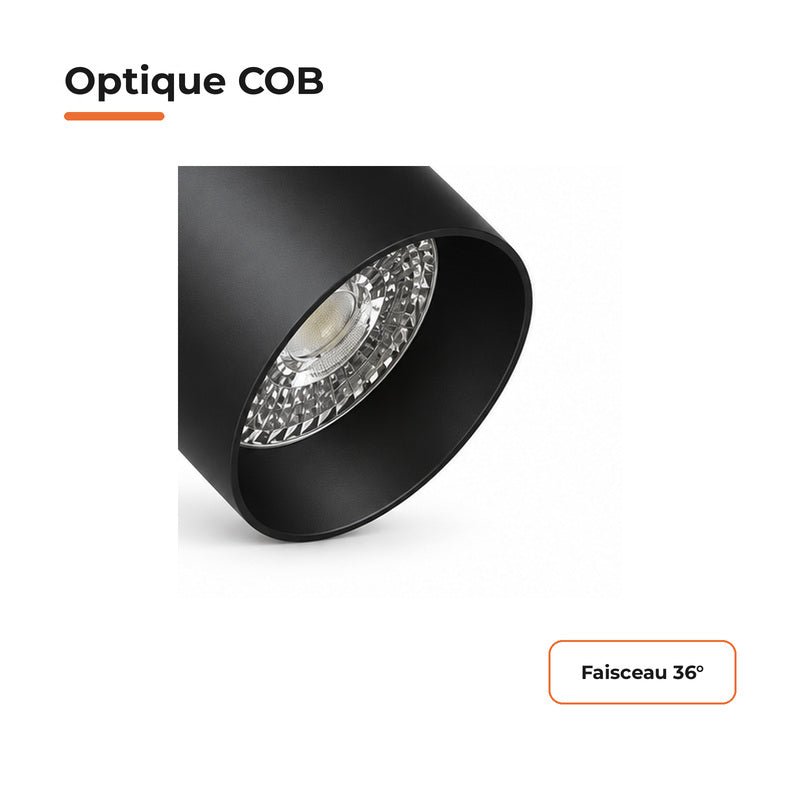 Spot LED sur Rail COB Triphasé 10W 36° Noir Philips - Garantie 5 ans - Silamp France