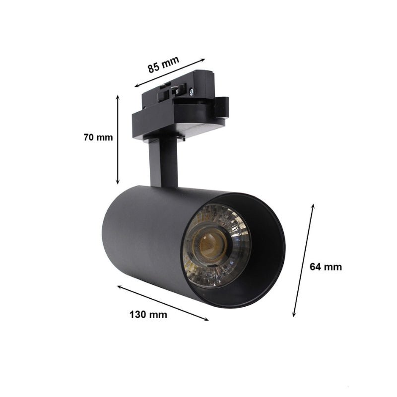 Spot LED sur Rail Monophasé CCT 20W 60° Noir - 3000K/4000K/6500K - Silamp France