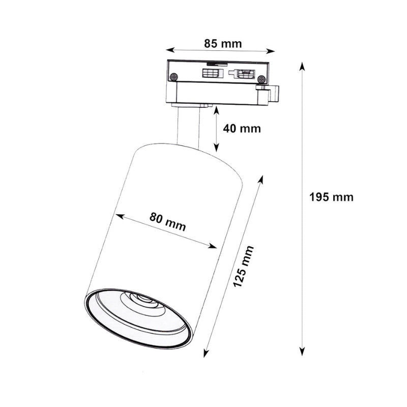 Spot LED sur Rail Monophasé CCT 30W 60° Blanc - 3000K/4000K/6500K ( Pack de 20 ) - Silamp France