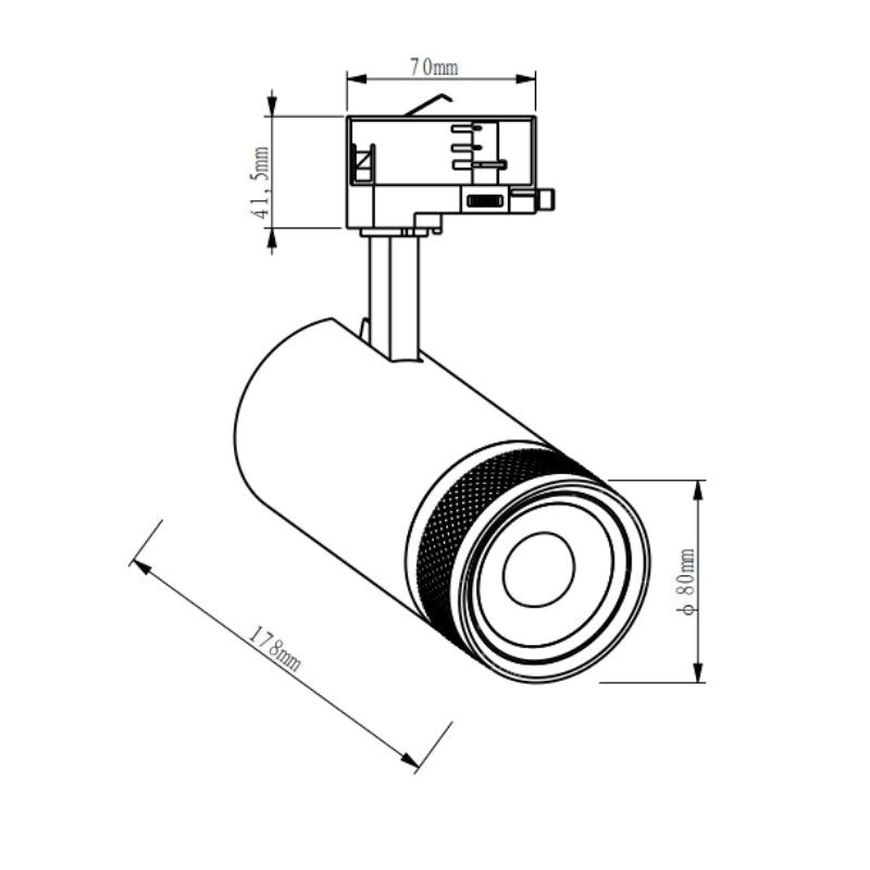 Spot LED sur Rail Noir Angle Ajustable Triphasé 30W 15 - 60° CCT TRIAC Dimmable - 3000K/4000K/6000K - Silamp France