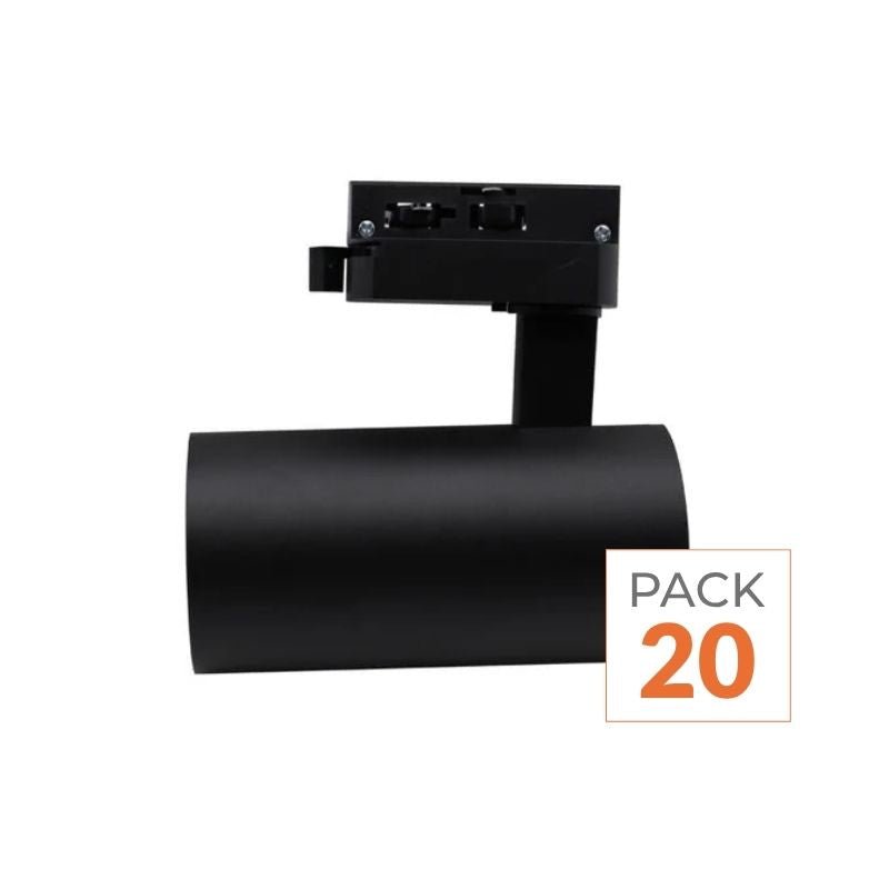 Spot LED sur Rail Triphasé CCT 20W 60° Noir - 3000K/4000K/6500K (Pack de 20) - Silamp France