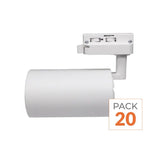 Spot LED sur Rail Triphasé CCT 30W 60° Blanc - 3000K/4000K/6500K - Pack de 20