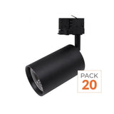Spot LED sur Rail Triphasé CCT 30W 60° Noir - 3000K/4000K/6500K - Pack de 20