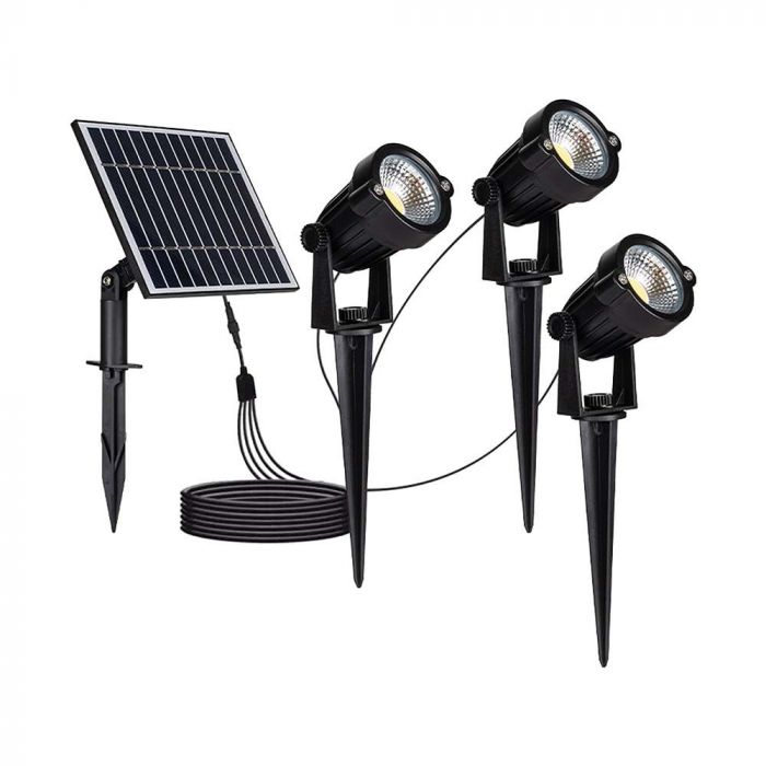 Spots à piquer LED Solaires Noirs 1,2W IP65 (Lot de 3) - Silamp France