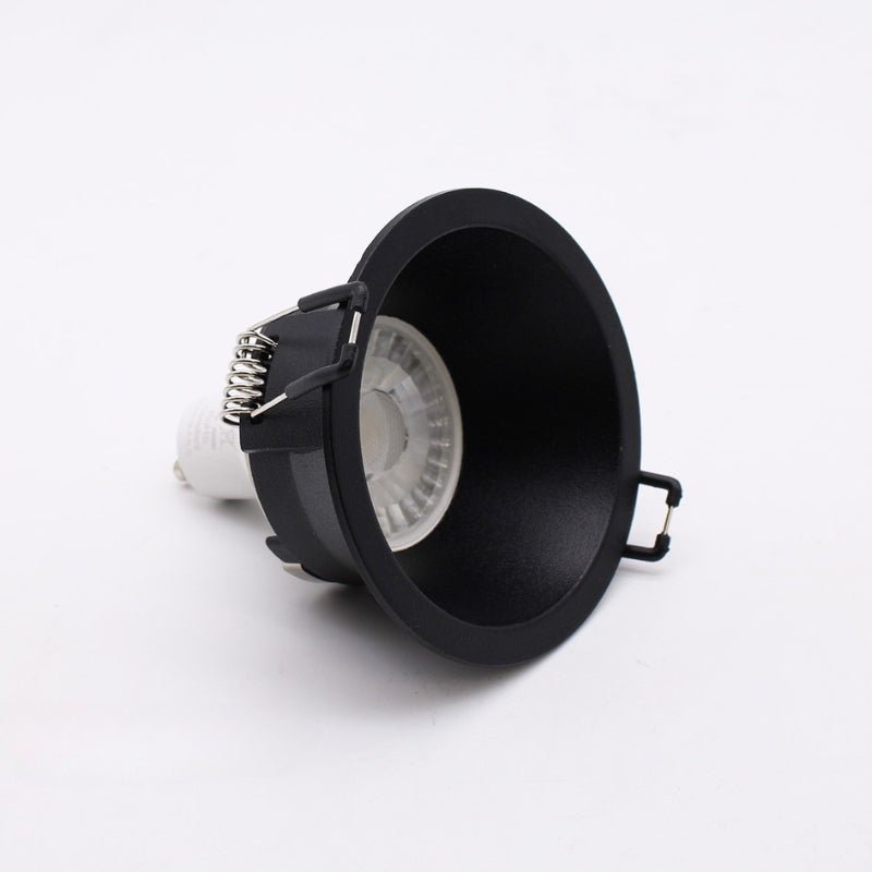 Support encastrable Spot Rond Noir Mat pour Ampoule GU10 - Silamp France