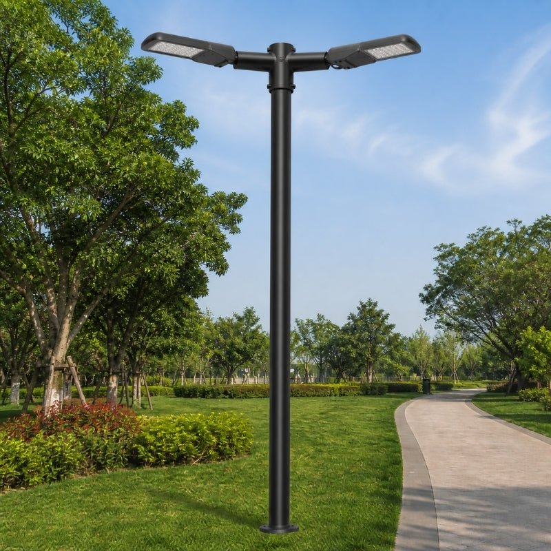 Support Noir 2 Luminaires pour Mât d'Éclairage - Silamp France