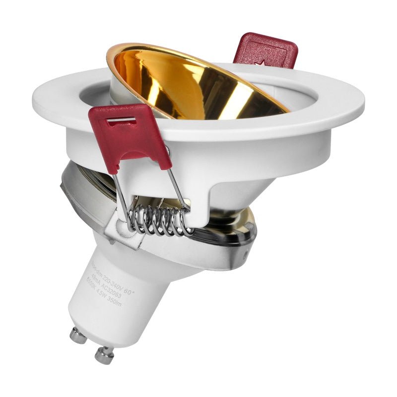 Support Spot GU10/MR16 Encastrable Rond Orientable Aluminium Blanc et Or - Silamp France