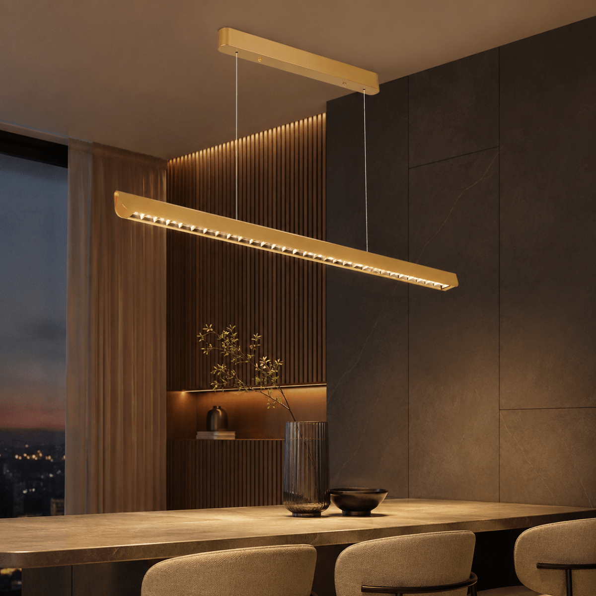 Suspension Linéaire LED 36W CCT Faisceau Concentré 60° Or 120cm - Silamp France
