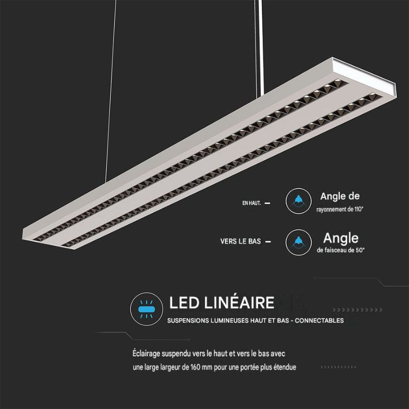 Suspension Linéaire LED 60W Blanc 120cm Dimmable Interconnectable - Silamp France