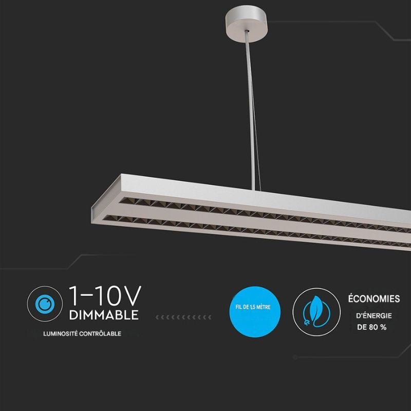 Suspension Linéaire LED 60W Blanc 120cm Dimmable Interconnectable - Silamp France