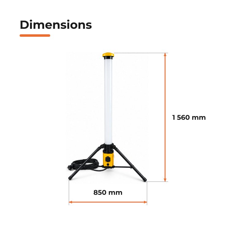 Tour Lumineuse LED 100W 360° IP54 sur Trépied pour Chantier - Silamp France
