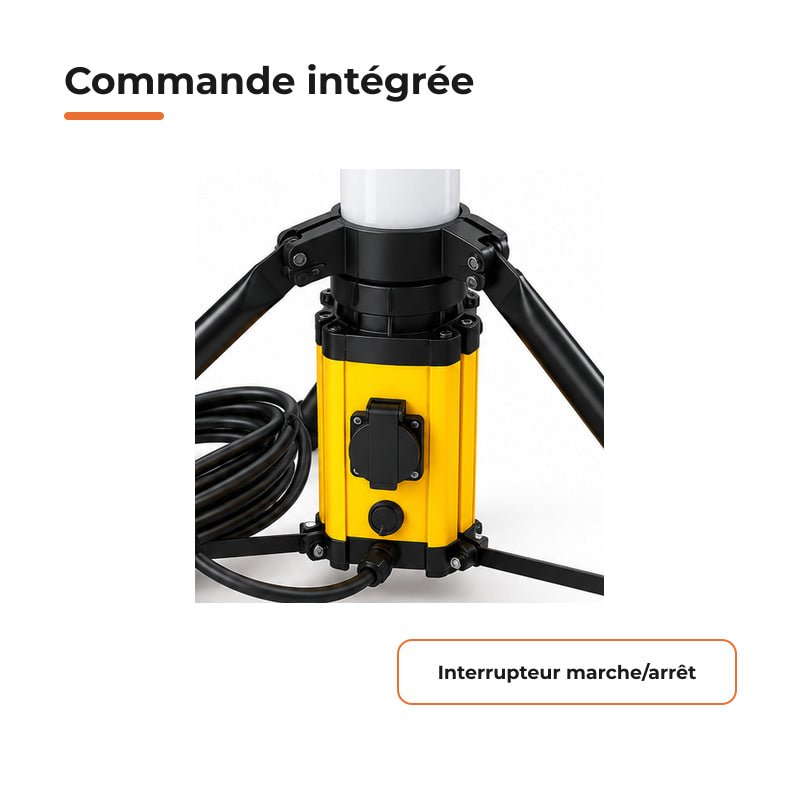 Tour Lumineuse LED 100W 360° IP54 sur Trépied pour Chantier - Silamp France