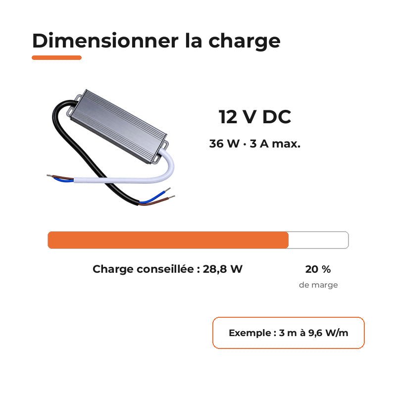 Transformateur 220V 12V IP67 36W DC 3A - Silamp France