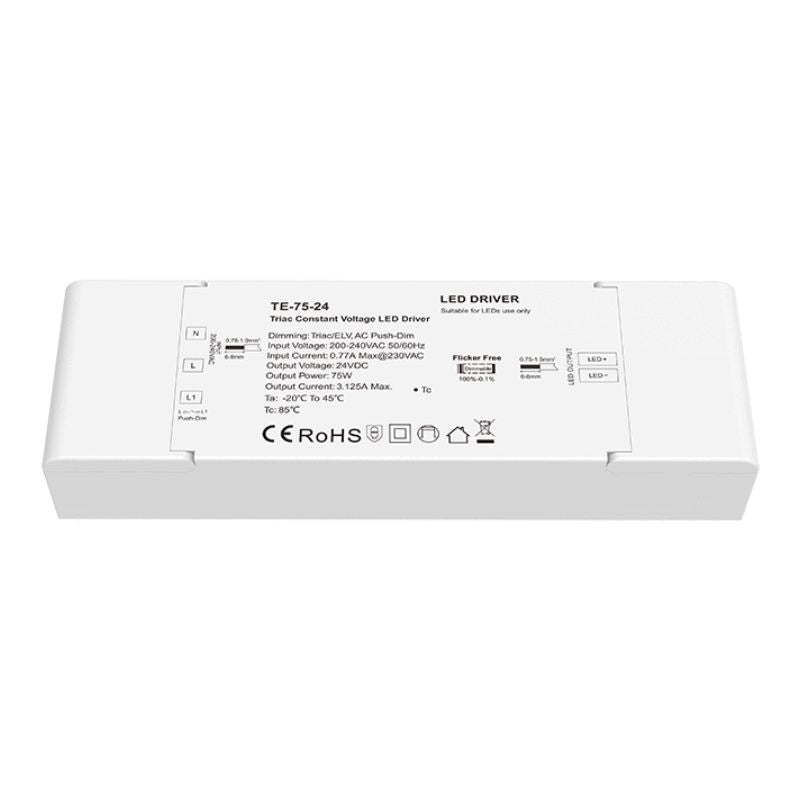 Transformateur LED 220V 24V 75W 3,125A TRIAC Dimmable / Push Dim - Silamp France