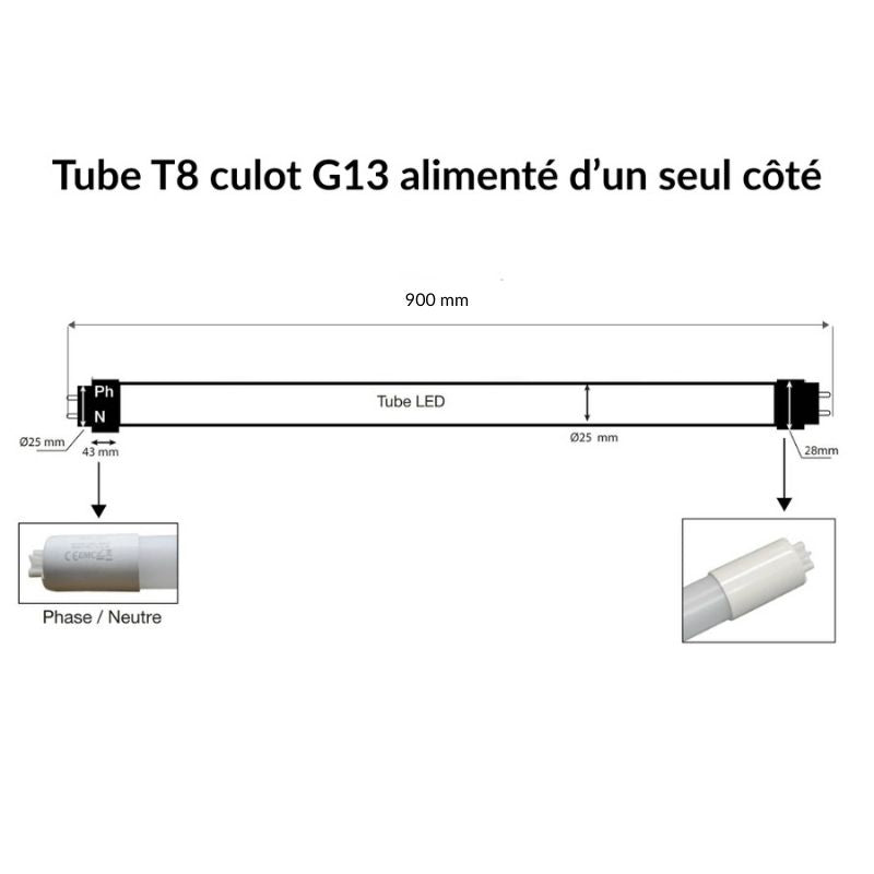 Tube Néon LED T8 90cm 12W 150lm/W Haut Rendement - Silamp France