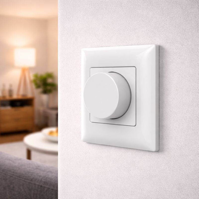 Variateur LED Mural avec Bouton Rotatif 220V 360W TRIAC - Blanc - Silamp France
