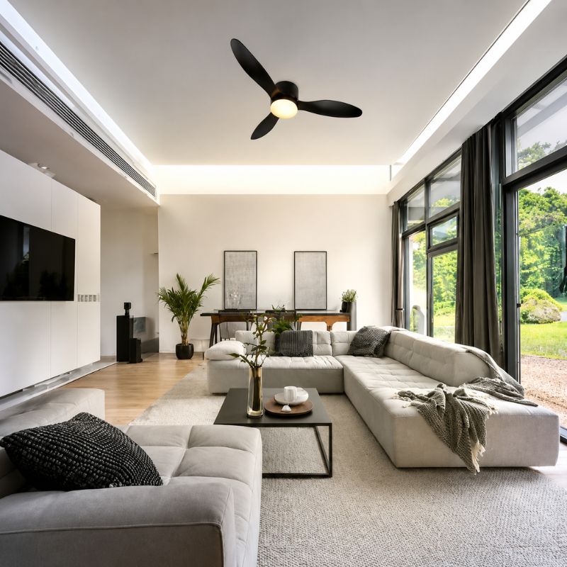Ventilateur de Plafond LED 18W CCT Noir avec Télécommande Ø107cm - Silamp France