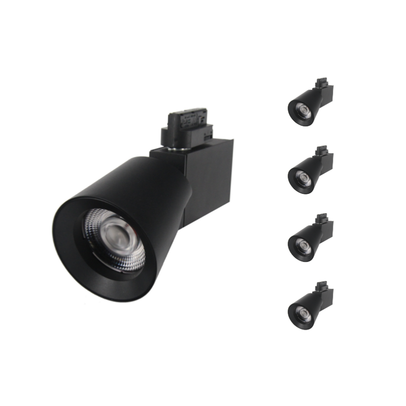 Spot LED sur Rail 25W 38° Monophasé NOIR (Pack de 5)