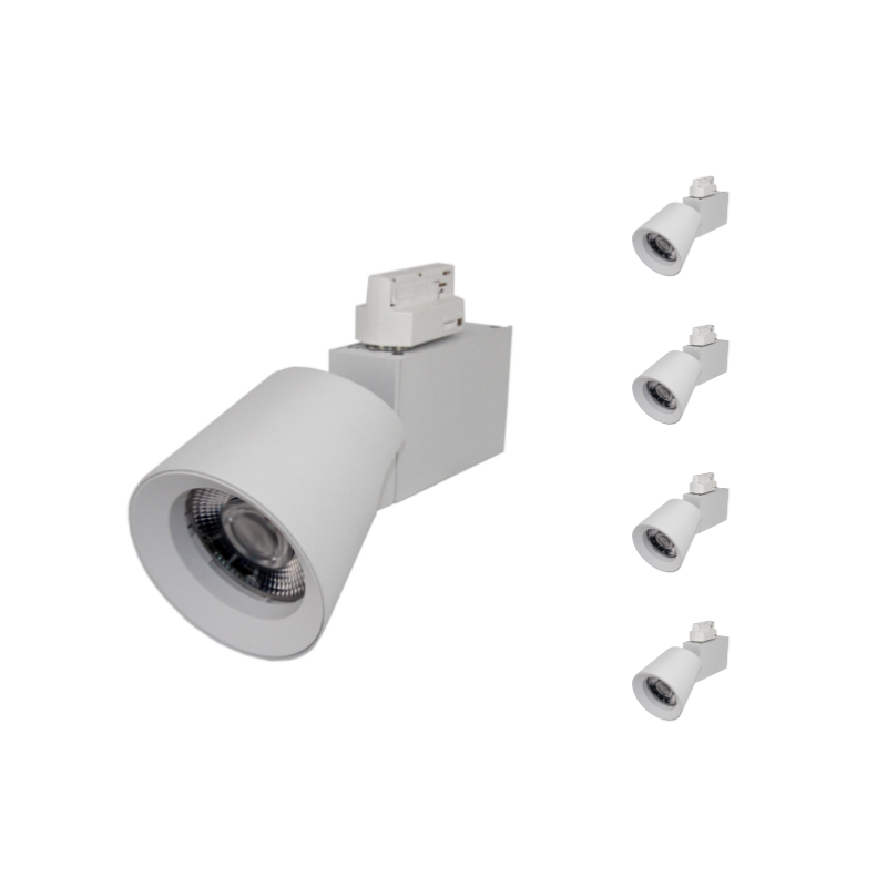 Spot LED sur Rail 25W 38° Monophasé BLANC (Pack de 5)