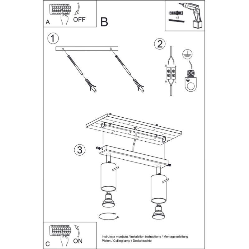 Plafonnier Bois Orientable pour 2 Ampoules GU10