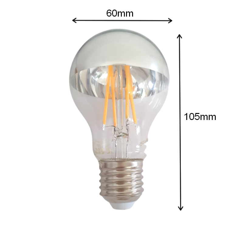 Ampoule LED E27 Filament 7W A60 Reflet Argent