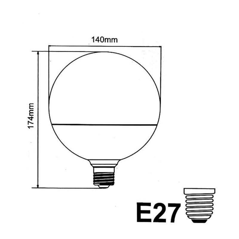 Ampoule LED E27 25W 220V G140 300° Globe