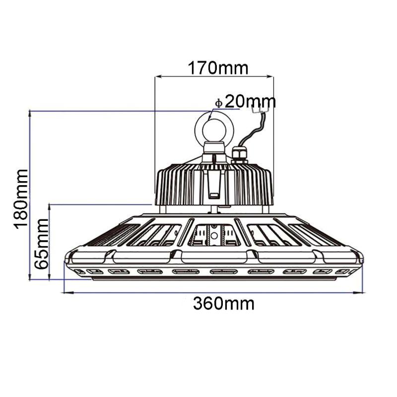 Suspension Industrielle HighBay UFO 200W IP65 NOIR