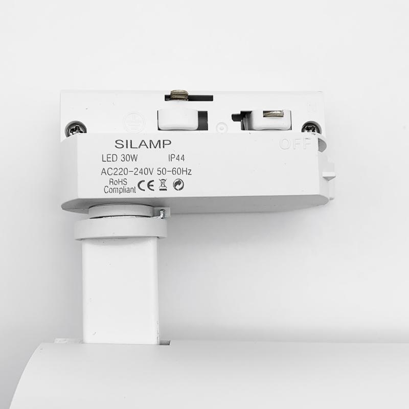 Spot LED sur Rail 30W 45° Monophasé BLANC