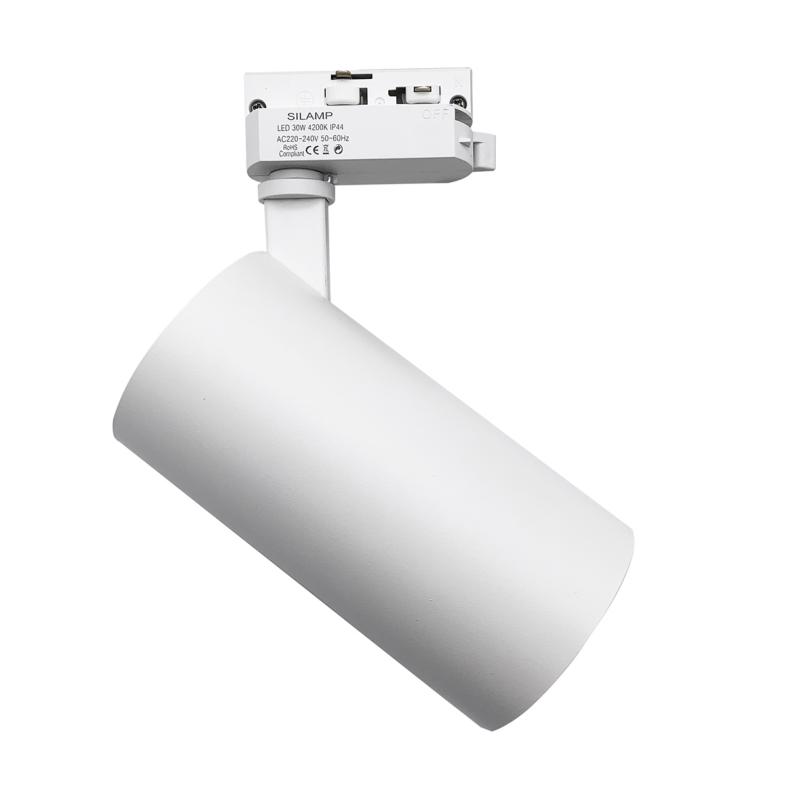 Spot LED sur Rail 30W 45° Monophasé BLANC