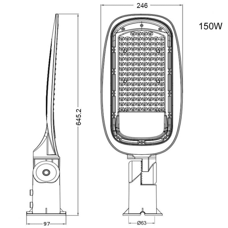 Luminaire LED Urbain 150W IP65 130°