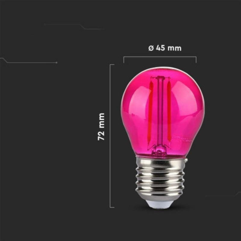 Ampoule LED E27 Filament 2W G45 Rose