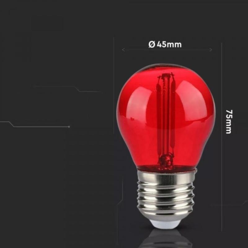Ampoule LED E27 Filament 2W G45 Rouge